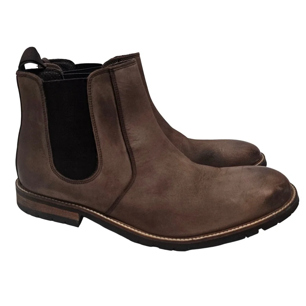 Samuel Windsor‎ Mens Brown Chelsea Boot Leather Slip-on Ankle Shoe Size 10.5